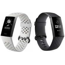 适用于fitbit charge3/charge4硅胶表带官方同款3D菱形纹运动表带