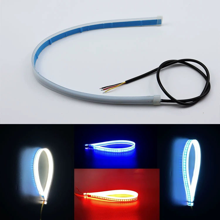 Прямая продажа автомобиля светодиодная световод ультратонкая дневная лампа двухцветная лента рулит слезоточивый свет свет декоративная силиконовая лампа