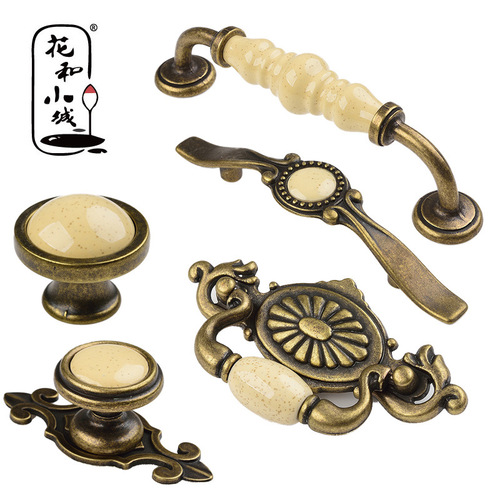 Retro cabinet handles European American ceramic cabinets single hole shoe cabinet drawer small handles round wardrobe door handles