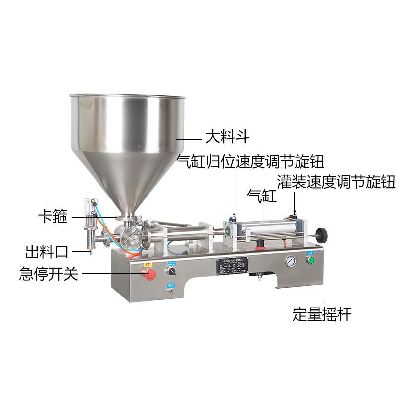Máquina de llenado neumática horizontal semiautomática pequeña miel líquida bebida detergente de lavandería