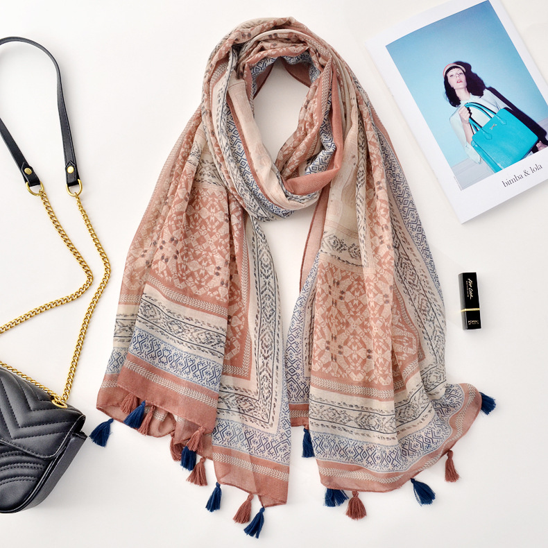 2020 nueva bufanda bohemia de algodón y lino Yunnan Lijiang Travel protector solar chal Toalla de playa bufanda geométrica para las mujeres