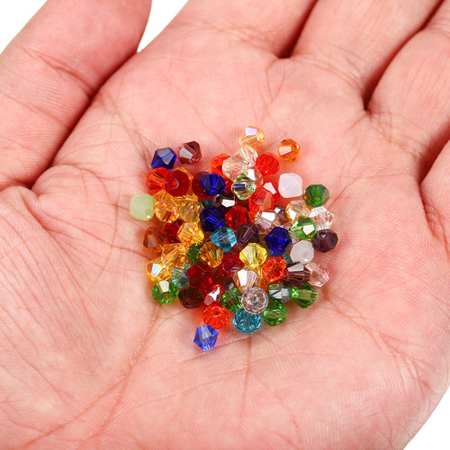 DIY jewelry beads loose beads rhombus 4mm clear glass crystal beads jewelry beading materials jewelry accessories