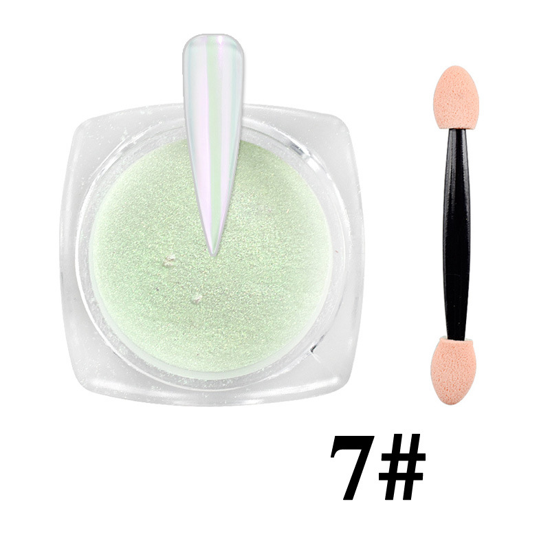 Internet celebridad nuevo arte de uñas Aurora Rosa hielo transparente desnudo espejo camaleón mágico espejo Rosa Hada Rosa uñas brillo