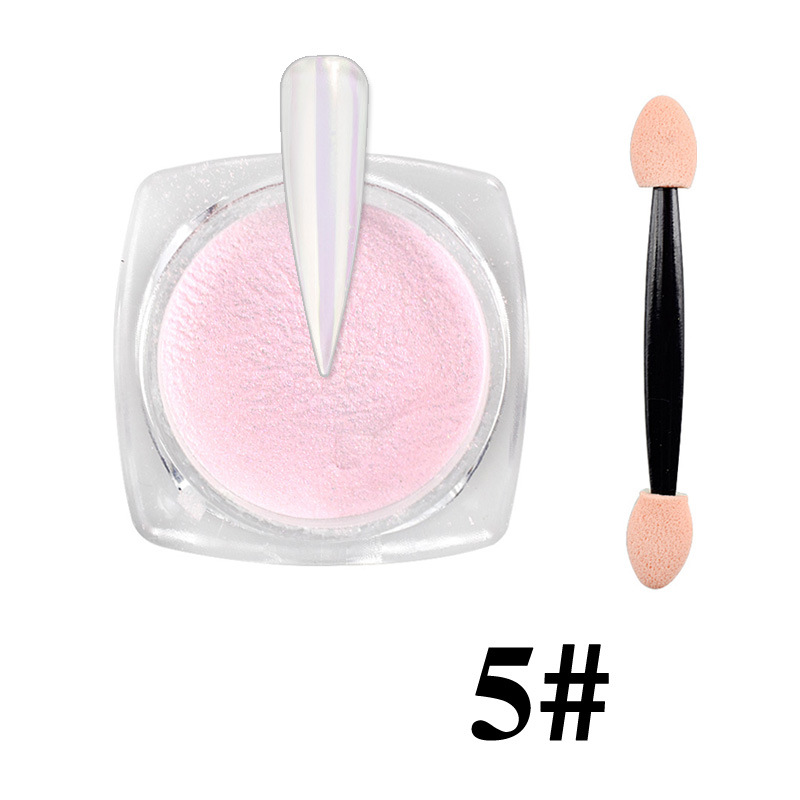 Internet celebridad nuevo arte de uñas Aurora Rosa hielo transparente desnudo espejo camaleón mágico espejo Rosa Hada Rosa uñas brillo