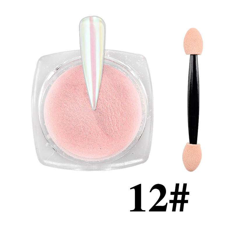 Internet celebridad nuevo arte de uñas Aurora Rosa hielo transparente desnudo espejo camaleón mágico espejo Rosa Hada Rosa uñas brillo