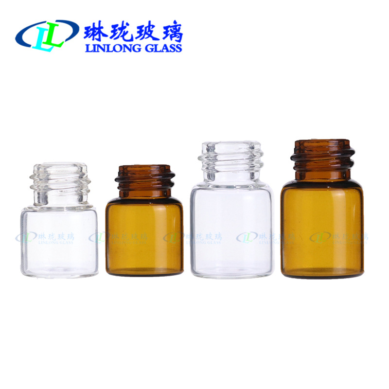 拉管1ML2ML茶/透螺口瓶滚珠瓶走珠玻璃瓶精油试用小样瓶 原液裸瓶