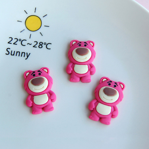 Cartoon Strawberry Bear Hole Shoes Refrigerator Magnet Resin Jewelry Accessories DIY Materials PJ136