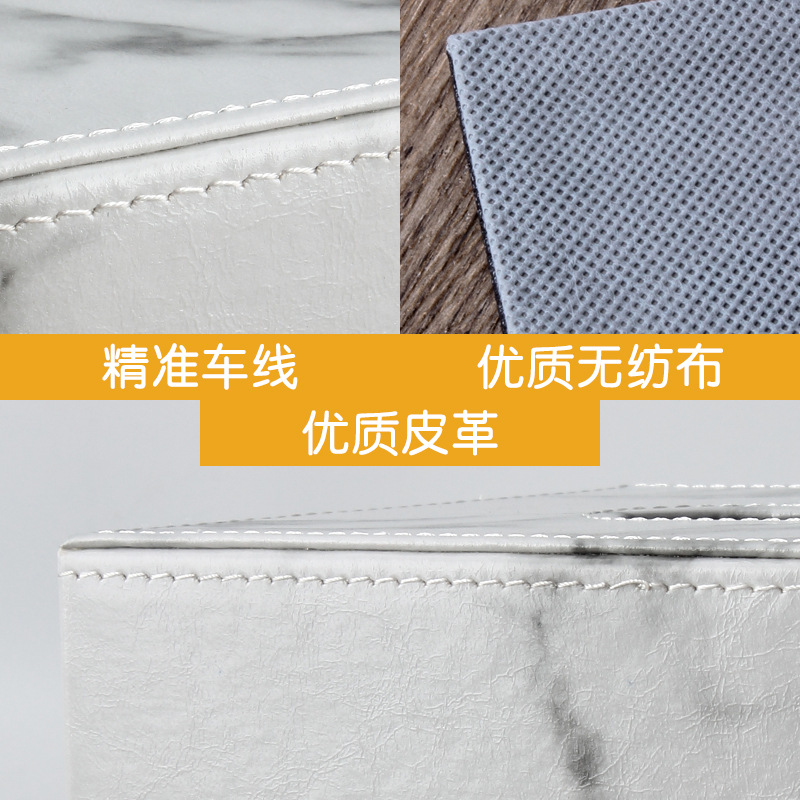 Nordic ins hogar marbling caja de pañuelos de cuero sala de estar creativa caja de pañuelos restaurante creativo servilleta caja de pañuelos