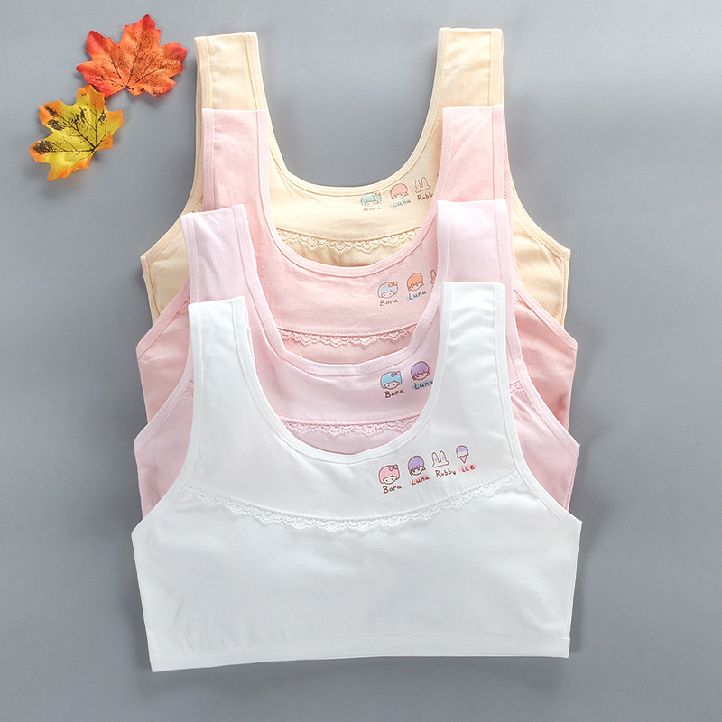40 Count Cotton Girl's Vest-Style Bra for Junior High School Students in the Developmental Period Without Steel Rings with Inserts for Summer Sports Students 40 Count Cotton Girl's Vest-Style Bra for Junior High School Students in the Developmental Period Without Steel Rings with Inserts for Summer Sports Students