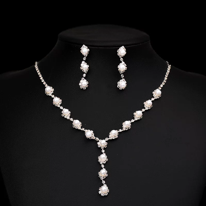 Accessories из жемчуга, ожерелье, цепочка, набор, универсальные серьги для невесты, для импорта, европейский стиль, оптом