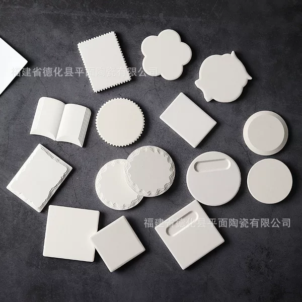 Source manufacturers ceramic absorbent coasters plain blank white blank wholesale shaped refrigerator stickers car coasters pot mat semi-finished products