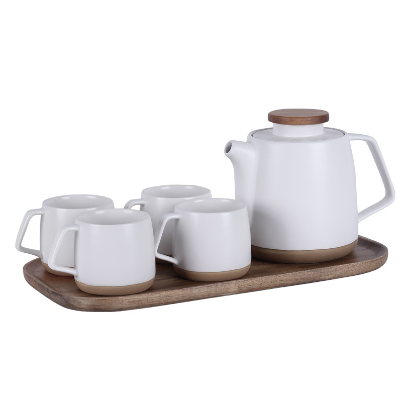 Hogar creativo hervidor taza de café color sólido simple flor tetera con colador de té nórdico cerámica tarde juego de té traje