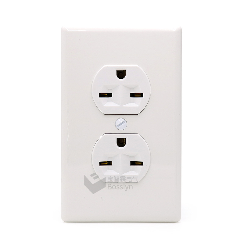 厂家供应NEMA6-15R美规双联T型墙壁插座带面板 美标美式机柜插座