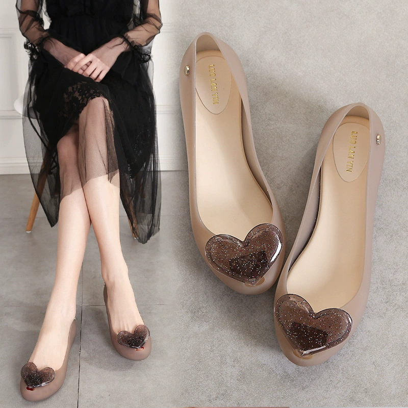 2021 летние новые модные сандалии с персиковым сердцем Женская пластиковая обувь с рыбьим ртом Желейная обувь