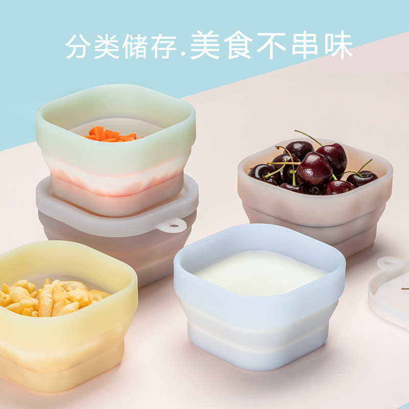 New Baby Food Preservation Box with Lid, Frozen Silicone Preservation Bowl, Portable Storage Box for Outings, Snack Box