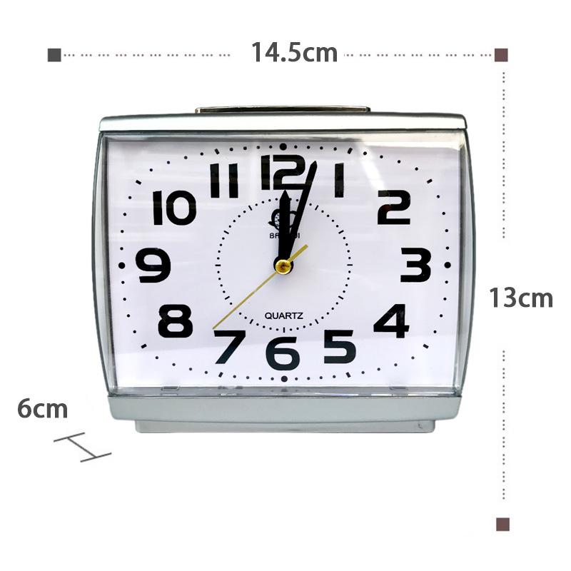 Reloj despertador cuadrado grande de fabricante al por mayor con luz, movimiento silencioso de alta calidad, reloj de escritorio con espejo acrílico irrompible.