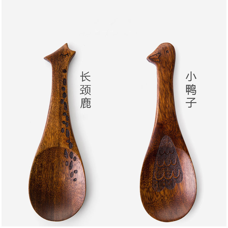 Daxin bambú cuchara de arroz de madera creativa japonesa en forma de pez cuchara de madera cuchara de comer para niños fabricante de vajilla de madera