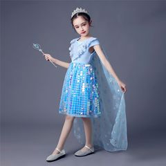 女童冰雪2公主連衣裙夏季女孩兒童愛莎裙子艾莎短袖女寶寶公主裙