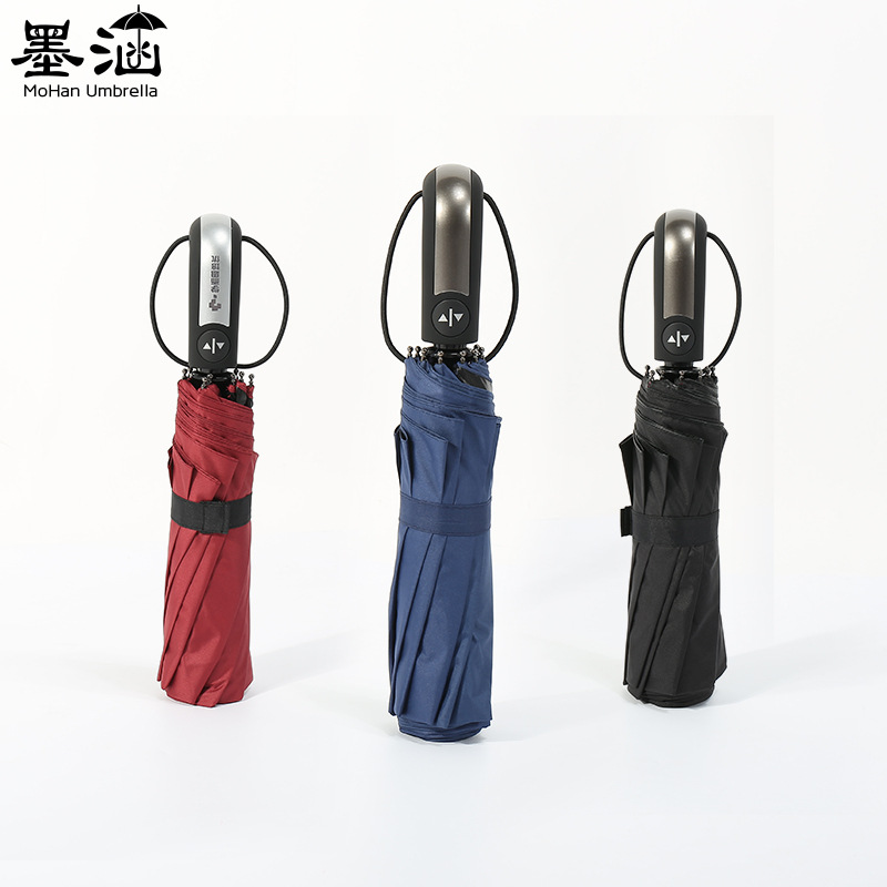 Factory Wholesale 70% off Fully Automatic Umbrellas with Black Coating for Sun Protection, Dual-Use for Sun and Rain, Foldable Umbrellas, Customizable with Logo Printing
