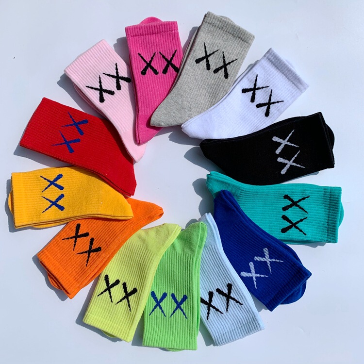 XX socks ins tide Net red cotton socks for men and women socks color College Style Street skateboard sports stockings wholesale