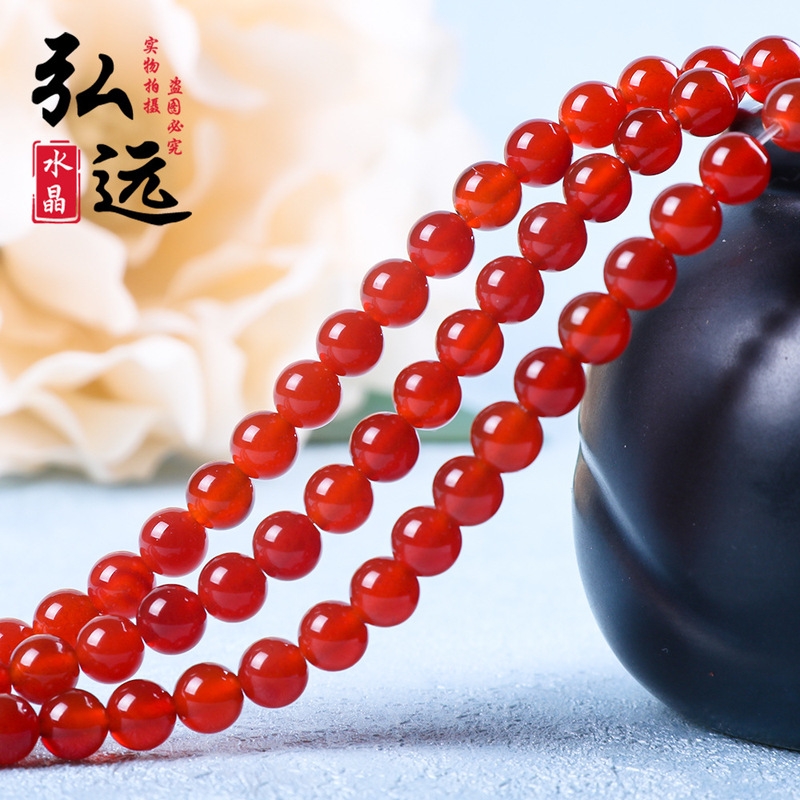 7A Red Agate Loose Beads DIY Jewelry Accessories Natural Agate Round Beads Beaded Bracelet Semi-Finished Products Wholesale