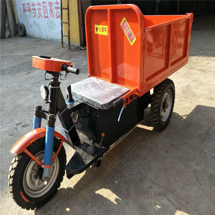 建筑工程三轮车拉货电动灰斗翻斗自卸车工地小骑兵工地用三轮车