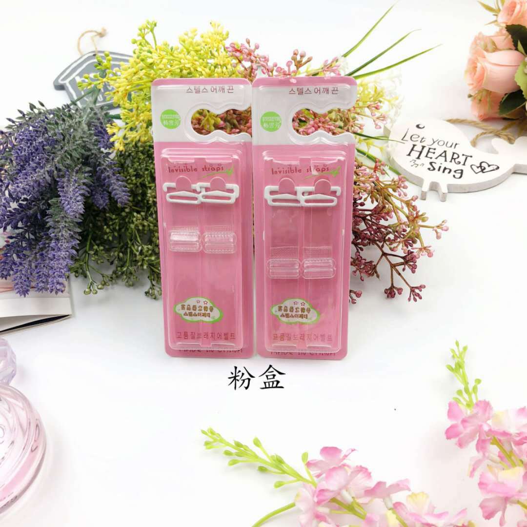 粉盒1.2静电扣透明肩带磨砂防滑夏季性感百搭隐形肩带盒装批发