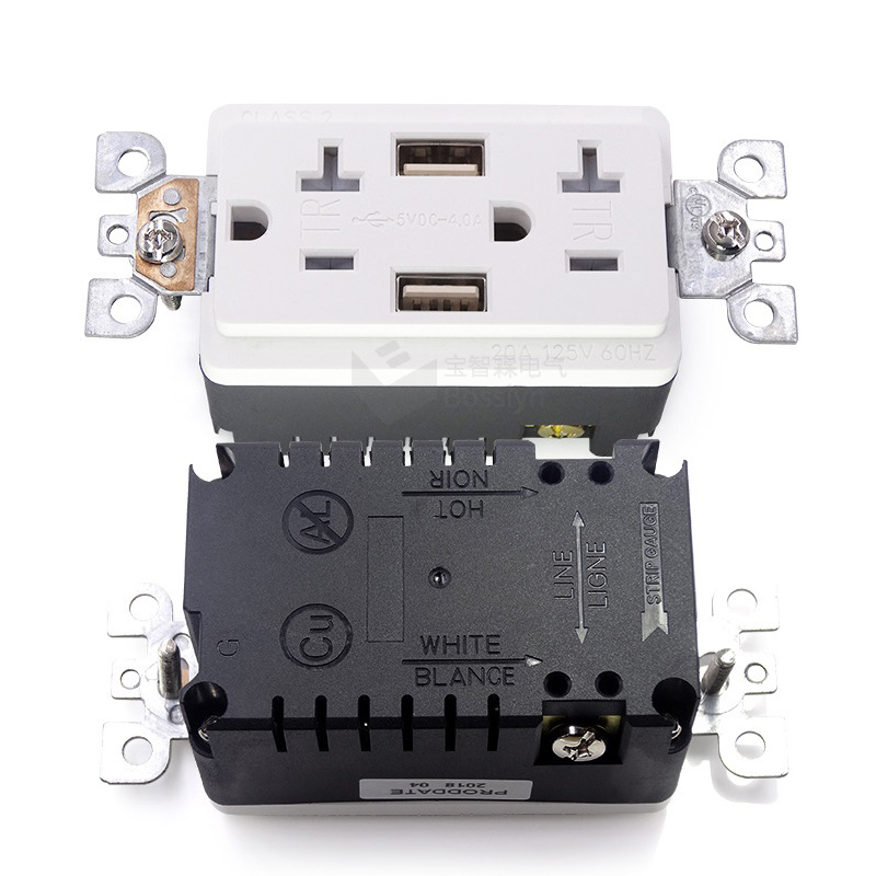 118型4.0A美式双USB插座 美国家居电源墙壁插座 美标化妆柜插座UL