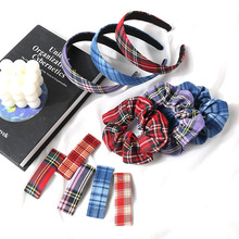 bm风格子发夹网红发夹顶夹刘海发卡猪大肠发圈ins韩国甜美发箍女