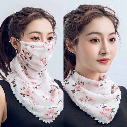 2020 Summer Women's Large Scarf Chiffon Silk Neck Scarf Fashion Cycling Dustproof UV Sunscreen