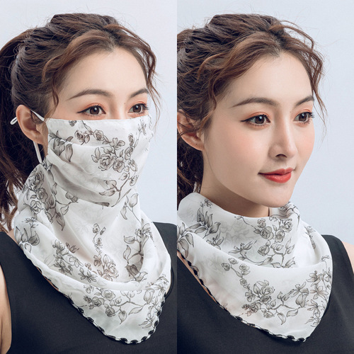2020 Summer Women's Large Scarf Chiffon Silk Neck Scarf Fashion Cycling Dustproof UV Sunscreen