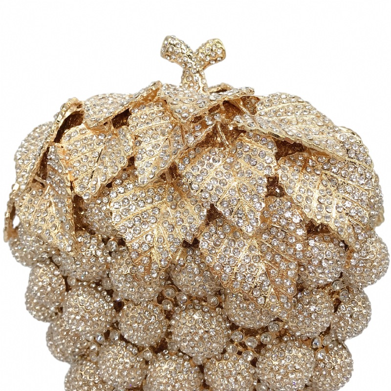 Túi clutch nữ đính đá pha lê dự tiệc, xách tay hoặc đeo chéo, kích thước 13x8x17.5 cm — màu tím