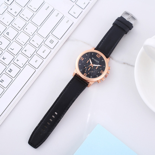 6pcs/set exquisite gift set belt + wallet + cufflinks + keychain + large dial quartz watch + pen