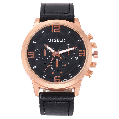6pcs/set exquisite gift set belt + wallet + cufflinks + keychain + large dial quartz watch + pen
