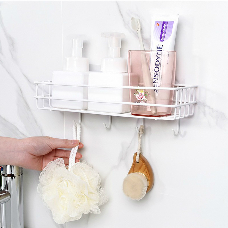 펀치 없는 욕실 수건 걸이 화장실 세면대 화장품 보관함 벽걸이 후크 보관함