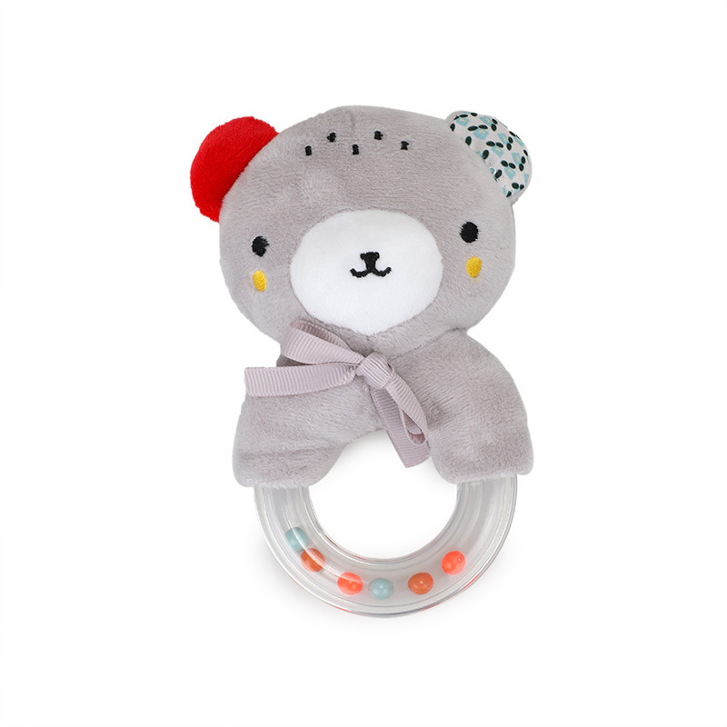 BBSKY creativo lindo anillo de mano de dibujos animados conejo cuentas de colores mano sonajero bebé juguete de peluche zorro oveja