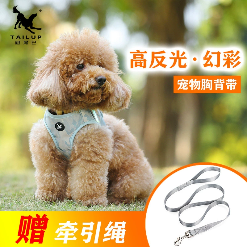 Трансграничный Новый нагрудный ремень Тедди ночного видения светоотражающий жилет для маленьких собак с поводком для собак в наличии оптом