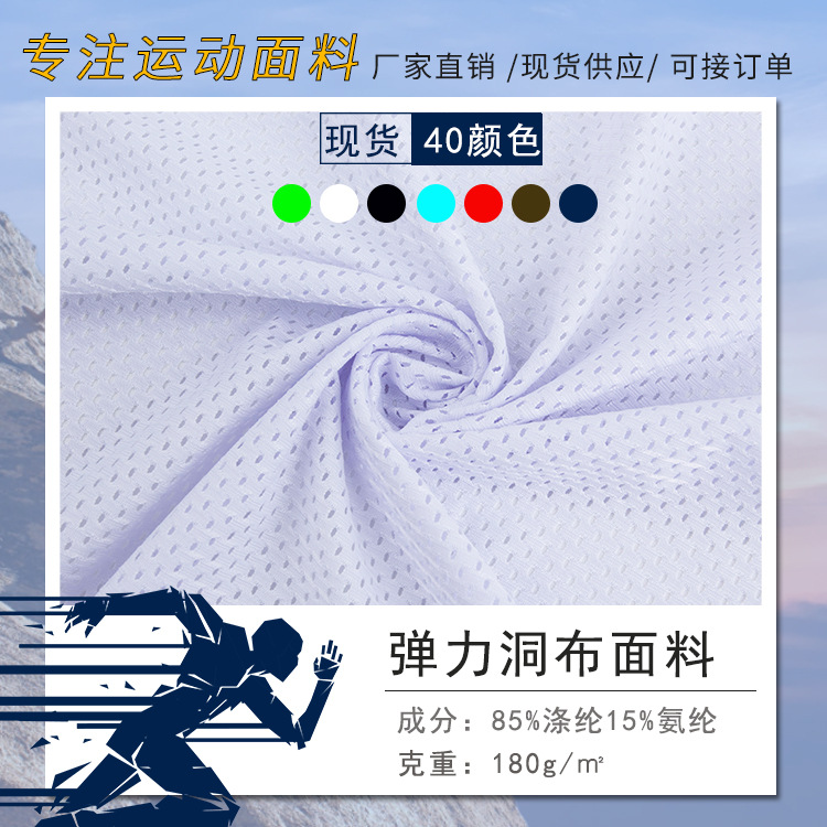 涤氨弹力洞洞布180g氨纶小洞布短裤沙滩裤运动服装经编网眼布面料