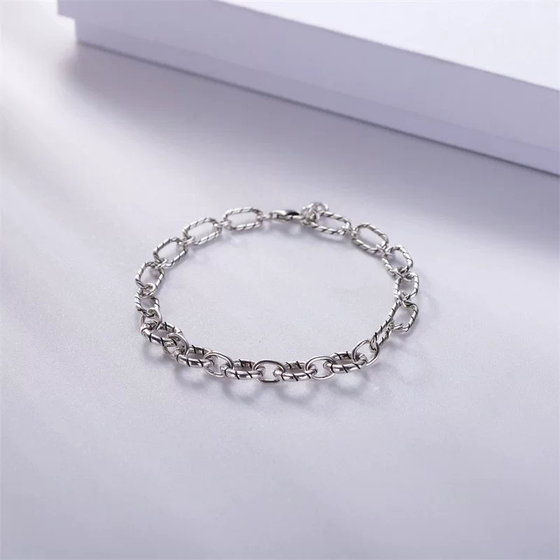 Летняя retro серебряная bracelet для мужчин и женщин, ювелирное изделие, образец серебра 925, простой и элегантный дизайн, прямые продажи с завода