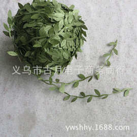 花亦花厂家供应仿真柳叶花环编织200米绿色藤条家居装饰藤条现货