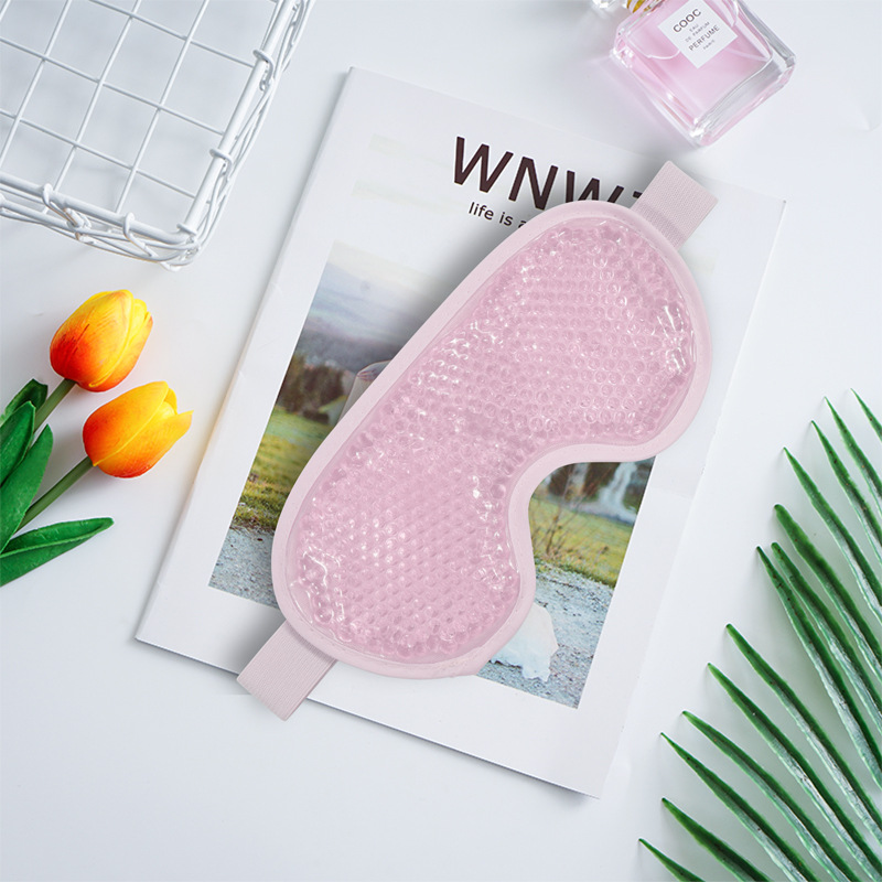 Gel cuentas sueño máscara de ojos fría compresa caliente compresa reutilizar cuentas de hielo PVC felpa bolsa de hielo máscara de ojo de viaje