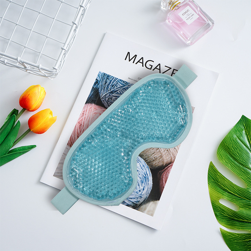 Gel cuentas sueño máscara de ojos fría compresa caliente compresa reutilizar cuentas de hielo PVC felpa bolsa de hielo máscara de ojo de viaje