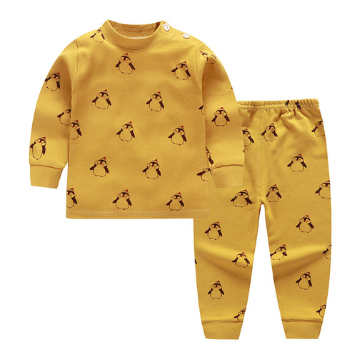 2024 New Children's Pure Cotton Underwear Set for Boys and Girls Autumn Top and Bottom for Infants and Toddlers Pajamas and Home Wear Wholesale