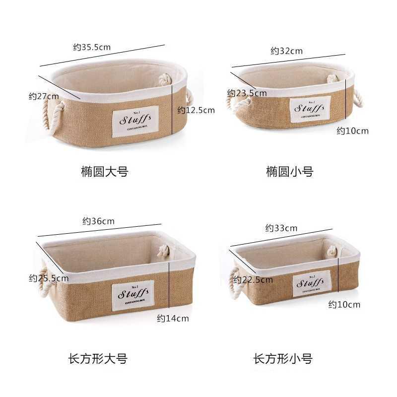 Grandes almacenes hogar canasta de almacenamiento de yute tela de escritorio cesta de merienda mesa de té portátil juguete cesta de organización