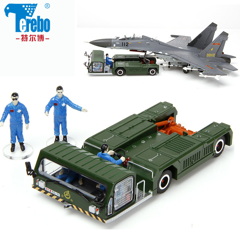 Terbo alloy car model simulation J-11 fighter tractor trailer static military model supporting wholesale