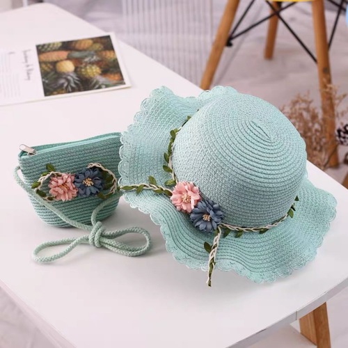 2024 New Summer Girls Straw Hat Flower Princess Hat Children's Sun Hat Sun Hat Beach Hat