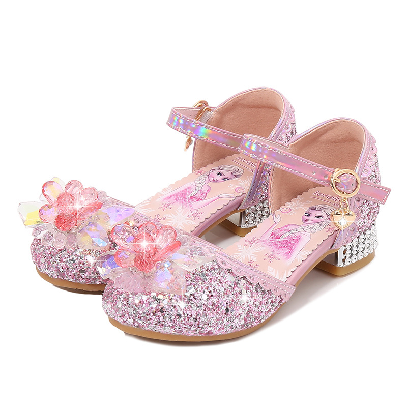 Zapatos de princesa para niños de verano para nuevas niñas Sandalias de tacón alto para niños medianos y grandes zapatos de cristal de moda para niñas