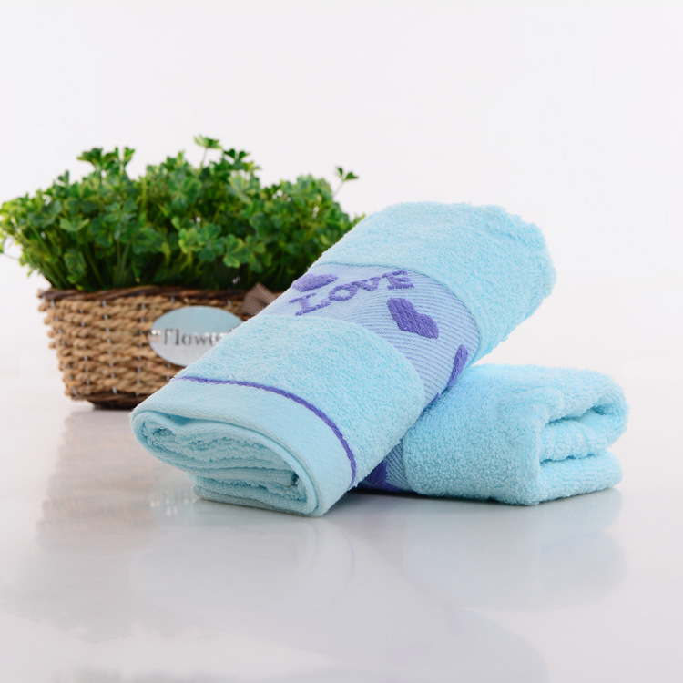 피치 하트 코튼 타월 [블루]