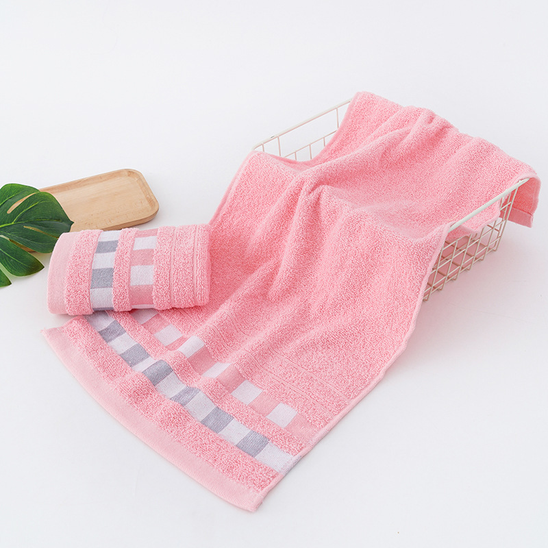 리본 체크 코튼 타월 [핑크]