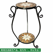 欧式八角星图案两层茶壶造型铁配马赛克铁艺花架绿萝装饰花架